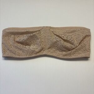 Wacoal 854205 Halo Lace Strapless Bra Underwire Unlined Cups Sz 36DD Sand Beige